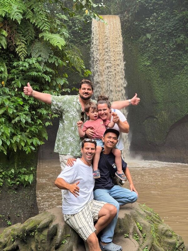 Batuh with guests on the road in Bali